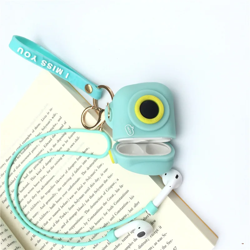 Bluetooth Wireless Shockproof Shell For Earphone Airpod Case Cartoon Silicone Box For Apple Airpods Protective Cover Key Ring (9)