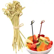 100Pcs Bamboo Stick Knot Skewers Cocktail Sticks Canape Buffet Party Tableware Food Cocktail Sandwich Fork Stick Skewer