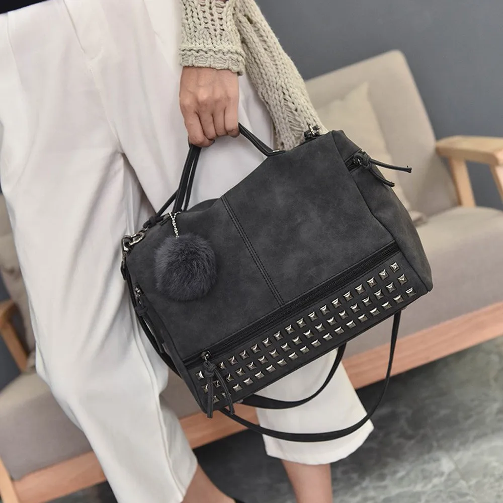 

Women Fashion Rivet Large Tote Bag Satchel Shoulder Bag Travel Bag Female Handbag Crossbody Messenger Bag women's pouch bolsas