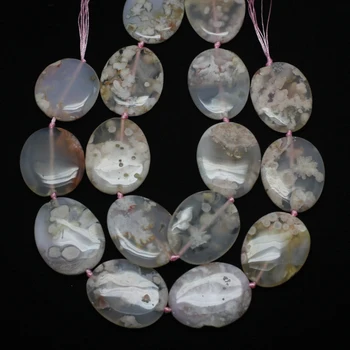

40x50mm,Nature Color Natural Pink Cherry Blossom Aga te Bead,Large Size Smooth Flower Sakura Agates Slice Beads,Full Strand 8PCS