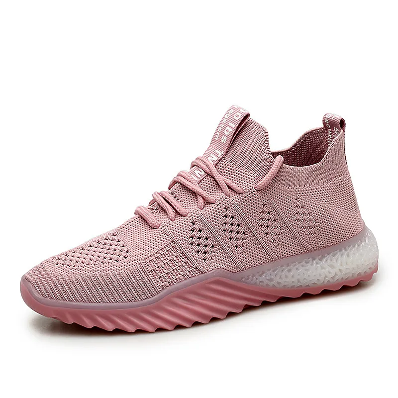 Летняя обувь; женские дышащие кроссовки из сетчатого материала; износостойкая нескользящая обувь на толстой подошве; Zapatos De Mujer - Цвет: pink T06-45