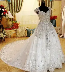 Индивидуальный заказ Роскошная свадебная одежда трапециевидной формы Тюль бальное платье принцессы тяжелый бусины кристаллы свадебное