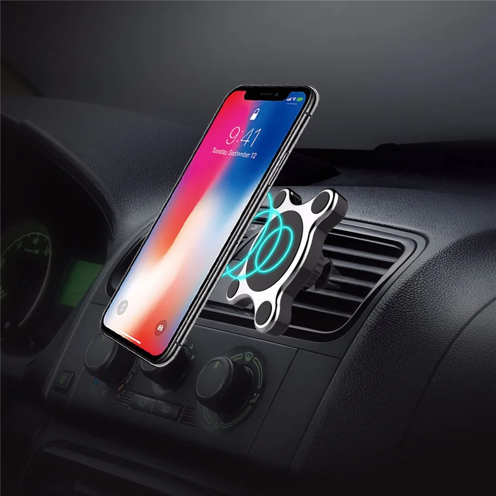Автомобильное крепление беспроводное быстрое зарядное устройство для iphone X 8 двойное использование Магнитная быстрая Беспроводная зарядка Pad Автомобильный держатель Подставка для samsung 10 W