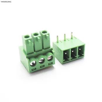 

10 sets 3.81 3pin Right angle Terminal plug type 300V 8A 3.81mm pitch connector pcb screw terminal block