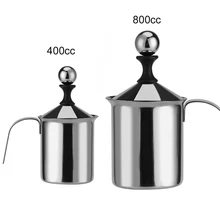 Unique Manual Milk Frother Handheld Coffee Foamer Creamer Double Mesh Kitchen Tool Tea Maker Dining 400ML/800ML Hand Pump