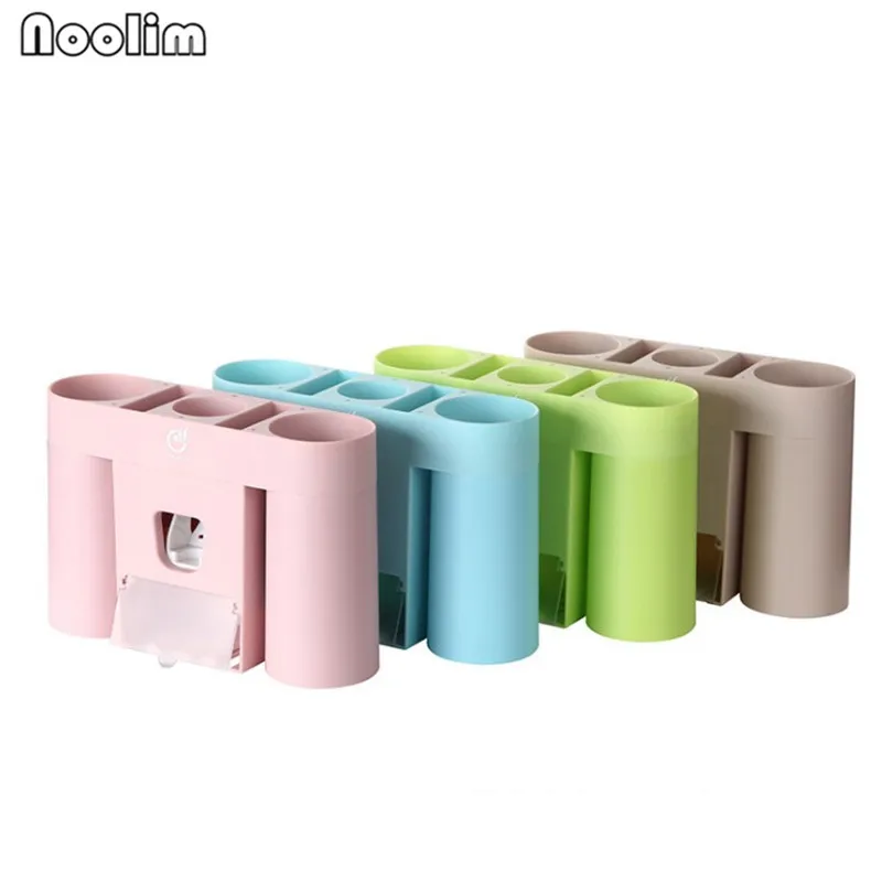 Toothbrush Holder With Cup Automatic Dispenser Storage Toothpaste Racket Squeezer Bathroom Accessories Set Lover Gift