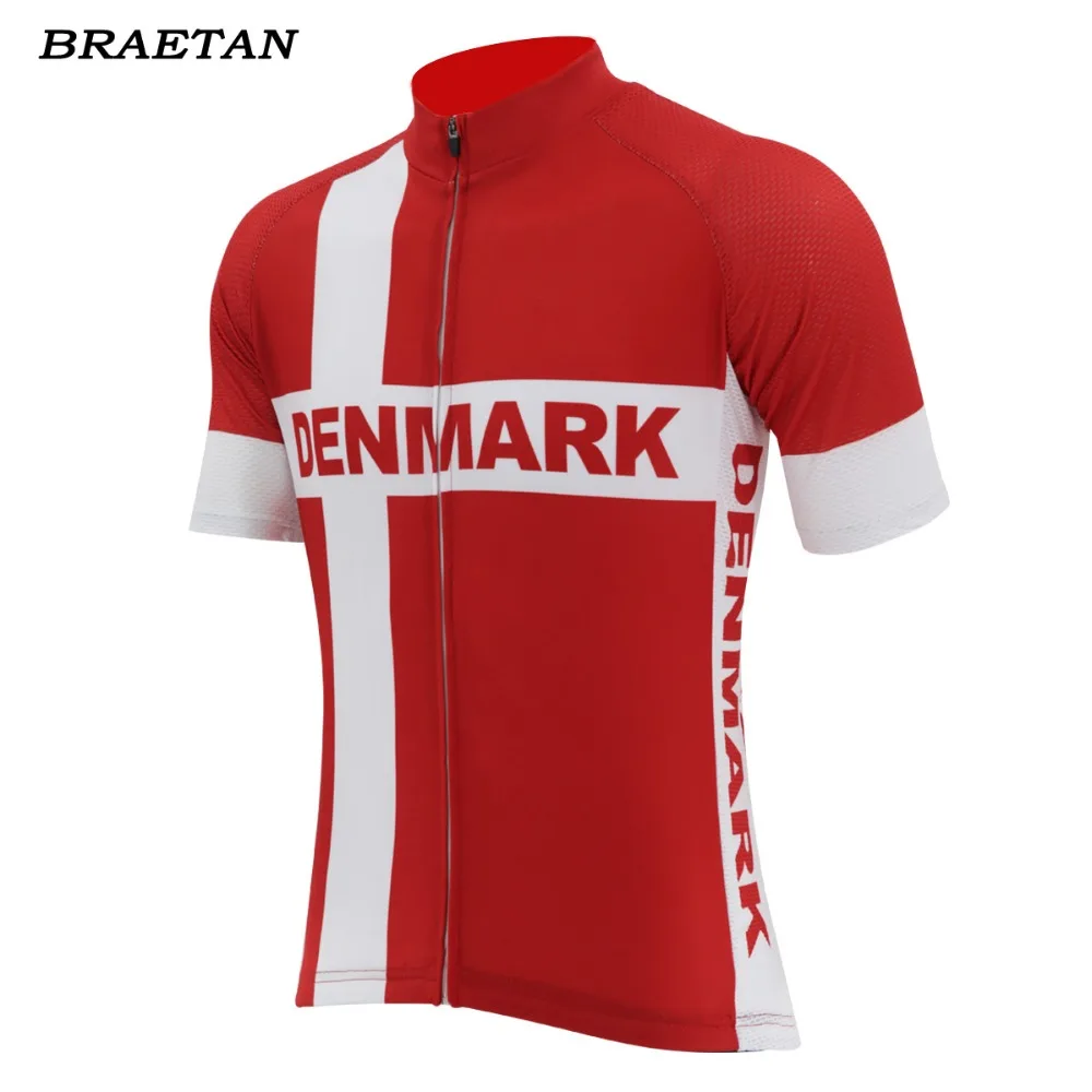 

denmark cycling jersey short sleeve summer red white clothing cycling wear racing clothing bicycle clothes braetan