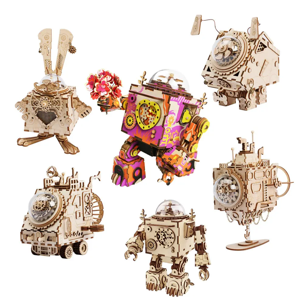 Goede Robotime Diy Steampunk Muziekdoos 3D Houten Puzzel Montage Model Building Kit Speelgoed Voor Kinderen Verjaardagscadeau Drop Shipping