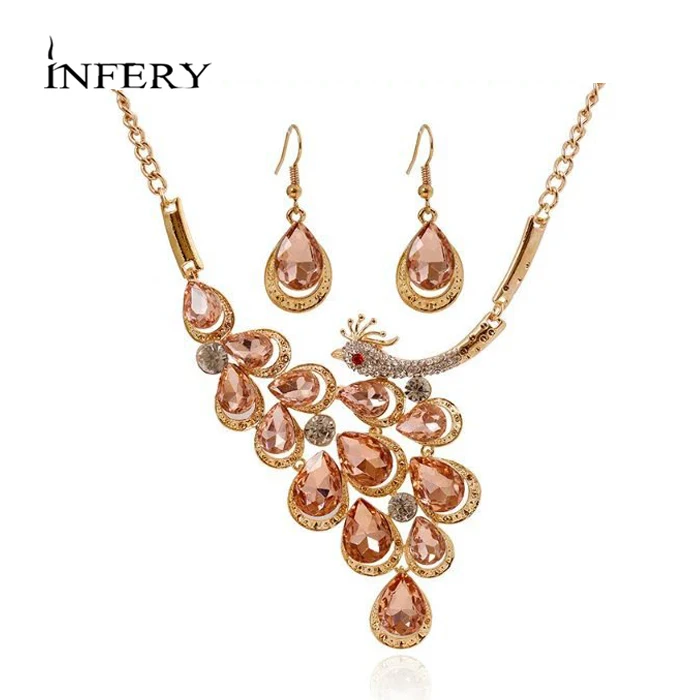 

New Fashion Bride Adorn Article Elegant Lucky Bird The Bridal Accessories Fire Phoenix Necklaces&Earrings Sets for Women 2T042