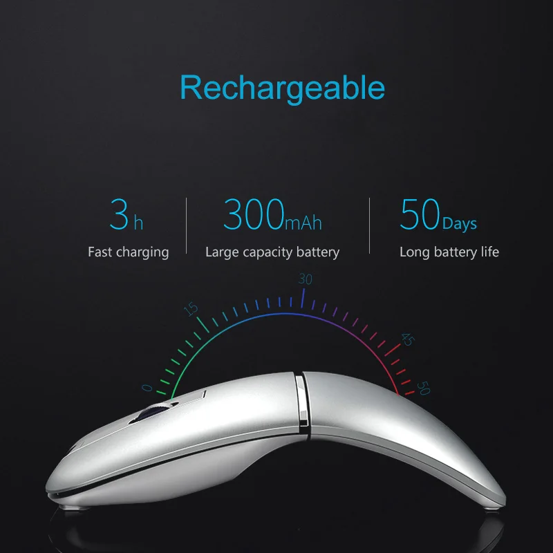 2 4G USB Беспроводная складная мышь перезаряжаемая Тихая Кнопка игровая для Macbook Air