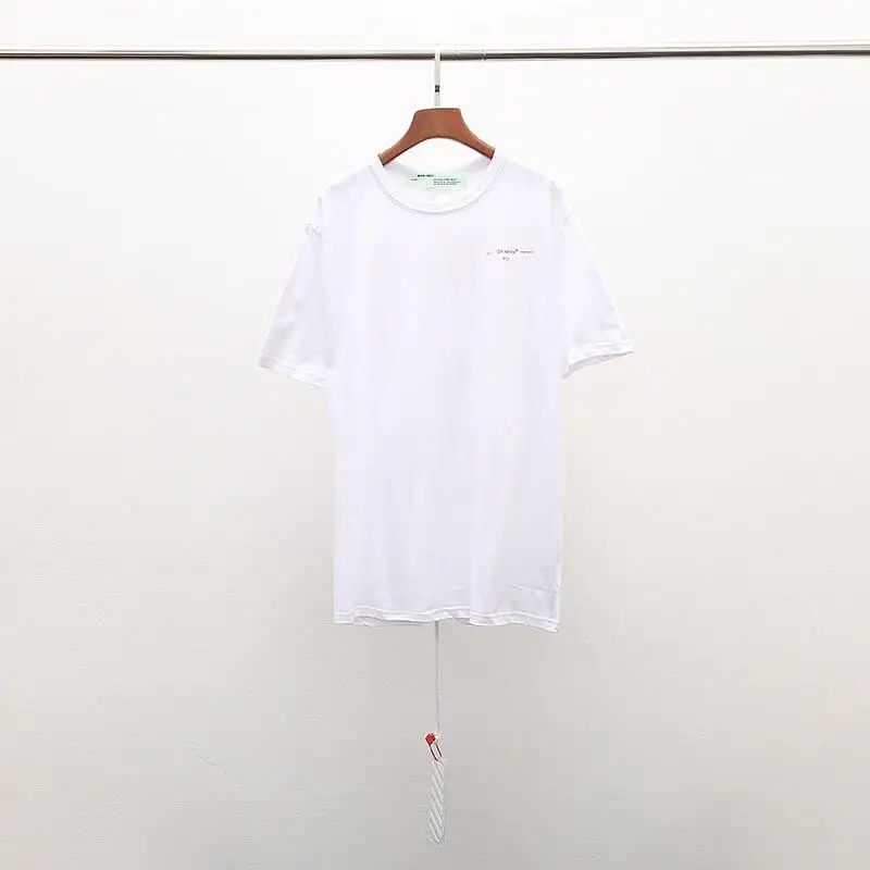 19ss OFF-WHITE rainbow градиентная масляная живопись стрелы Печать свободная круглая шея футболка для влюбленных - Цвет: Белый