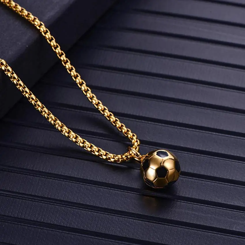 ZFVB мужские спортивные футбольные ожерелья из нержавеющей стали золотого и серебряного цвета креативные ожерелья с футбольной символикой подвески ювелирные изделия подарок