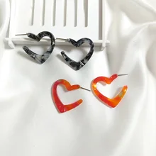Новая мода импортные акрил акриловый лист персик сердце серьги женщин темперамент простые элегантные серьги