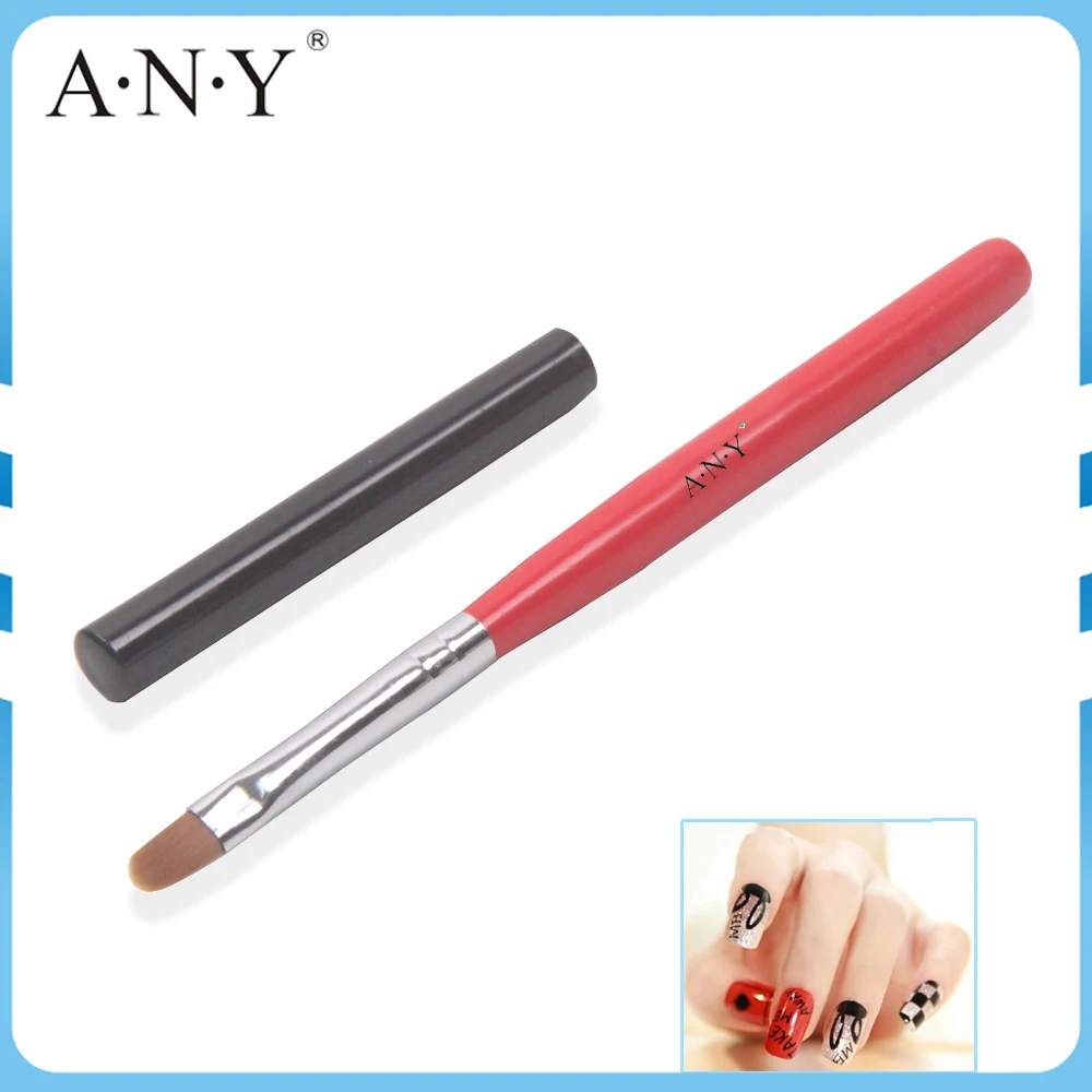 

2018 ANGNYA Red Color Wooden Handle Good Gathering Nylon Hair Nail Gel Brush Plastic Cap 6#/Oval Single Piece A019