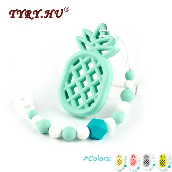 

TYRY.HU Pineapple Baby Teether Pendant 1Pc Hand Made Baby Pacifier Chain Holder BPA Free Candy Color Baby Feeding Nipple Chain