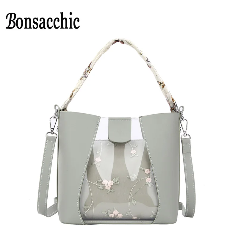 

Transparent Women Bag Small Ladies Handbag Scarves Summer Female Shoulder Crossbody Bags for Women 2019 Embroidery Clear Bag