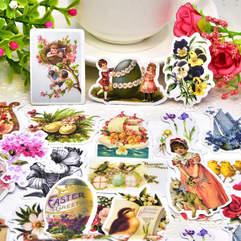 

30pcs cute kawaii handmade Flowers and birds stickers waterproof /decorative /DIY craft photo albums office and school supplies
