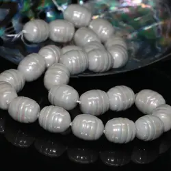 Натуральный серый shell перл около баррель риса формы 12*15 мм высокое качество свадебной моды ювелирных изделий свободные шарики 15 inch B2271