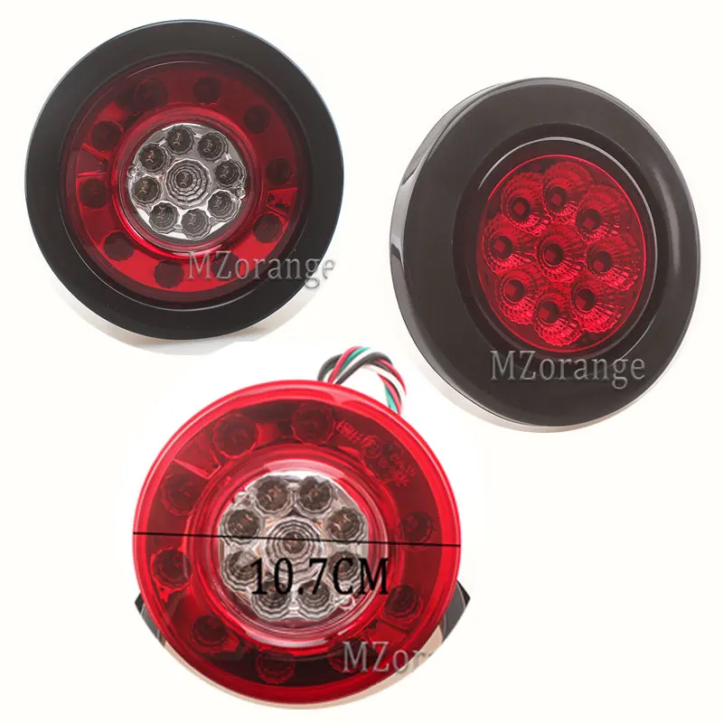 

MIZIAUTO 2PCS Tail lights 12V Stop Brake Running Backup Light For Truck Trailers Tail Light Round LED Red LED