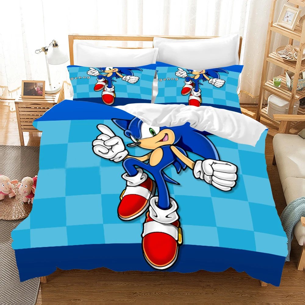 Us 34 18 53 Off Sonic The Hedgehog Anime 3d Bedding Set Duvet Covers Pillowcases Super Mario Bros Comforter Bedding Sets Bedclothes Bed Linen In