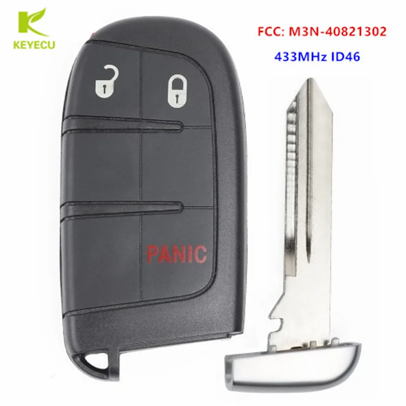 

KEYECU Smart Remote Prox Uncut Key Fob 2+1 Button for Dodge Journey (PUSH TO START) 2011-2015,for Charger Dart FCC: M3N-40821302