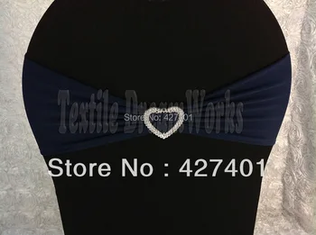 

Hot Sale Navy Blue Spandex Bands / Lycra Band /Chair Covers Sash With Heart Shape Buckle For Wedding & Banquet