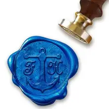 Именной вензель 2-начальная индивидуальная восковая печать штамп " Die-#3393 французский скрипт шрифт с якорем