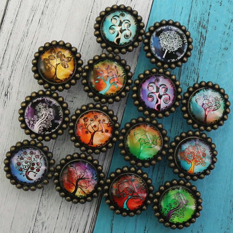 

1PCS Multi Color Tree Design Knobs Kitchen Drawer Knobs Hardware Handmade Cupboard Door Handles