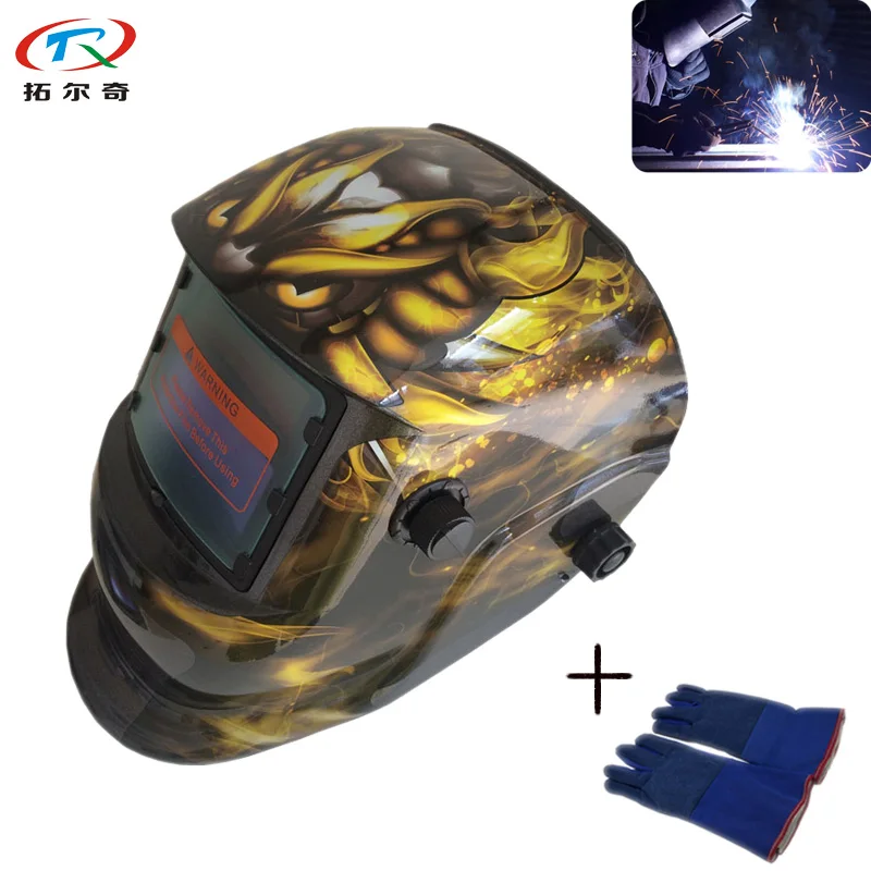

Mascara MMa Tig Mig Yellow Color Sensitivity Button Delay Time Adjust Electric Welding Helmet Auto Darkening TRQ-HD34-2233DE