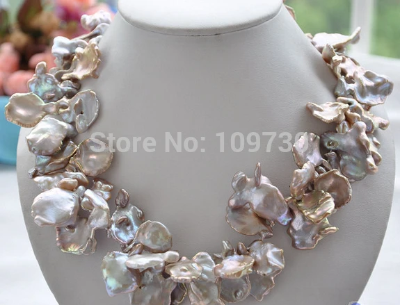 

Jewelr 003334 lamina LAVENDER BAROQUE KESHI REBORN PEARL NECKLACE