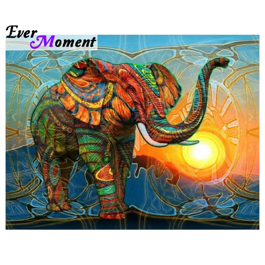 Картина с бриллиантами Ever Moment 5D сделай сам цветной слон солнце вышивка полная