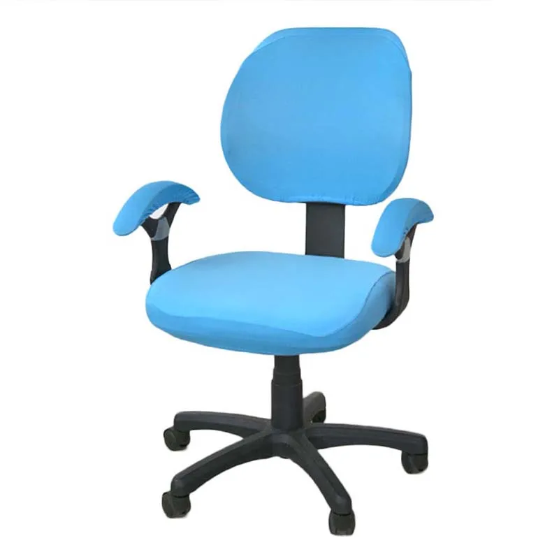 Офисные однотонные чехлы для стульев, современные эластичные съемные чехлы для стульев, тянущиеся Чехлы для офисных стульев с подлокотником - Цвет: Sky blue