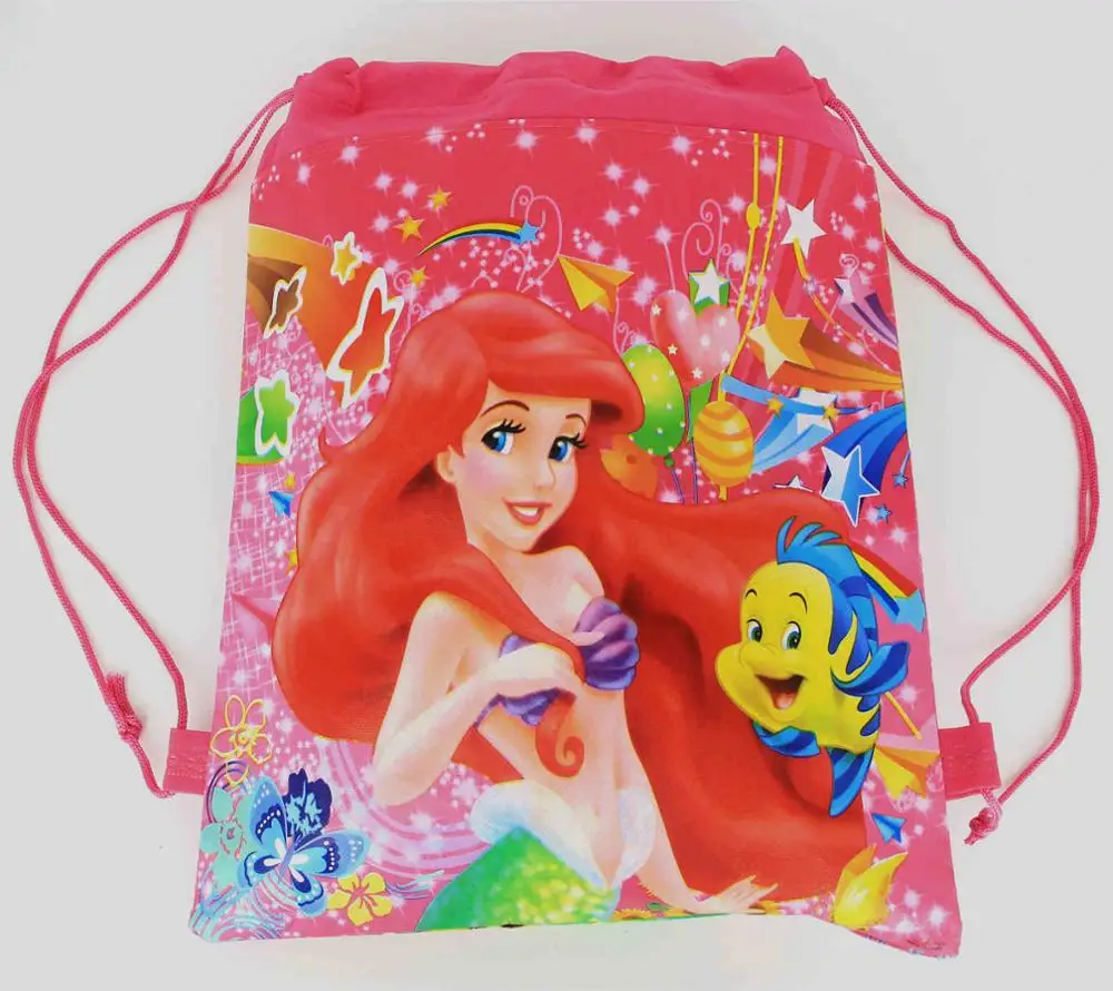 20шт 34*27 см Русалочка нетканый рюкзак на шнурке Подарочная сумка для детей подарок на день рождения - Цвет: B 20PCS