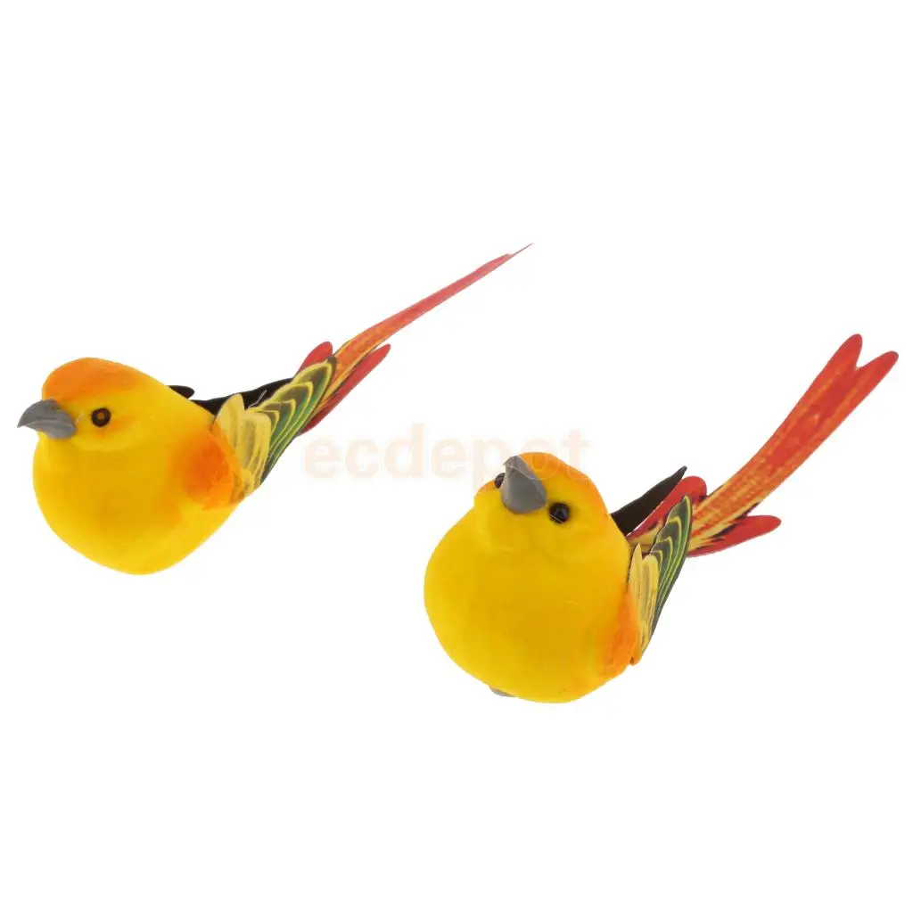 2pcs Garden Lawn Decor Ornaments Artificial Birds Foam Bird Models Home Decoration Miniatures Figurines Craft 