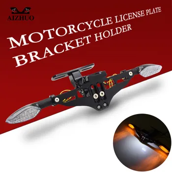 

Motorcycle License Plate Bracket Holder Turn signal lights FOR cb 300 honda cbf 125 tiger 800 pcx150 triumph speed triple 1050