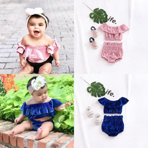 2 шт. бархатные шорты с открытыми плечами|kids baby girl|kids babyclothes girls |