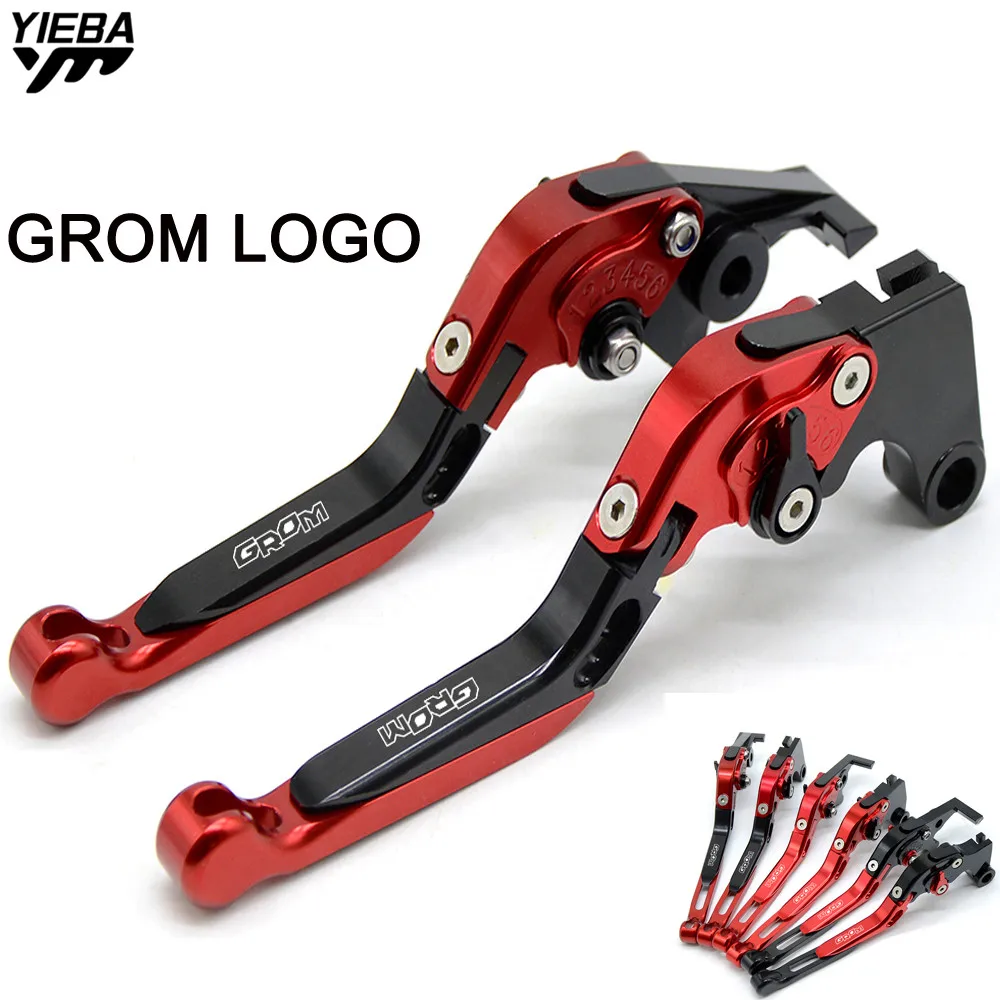 GROM LOGO Motorcycle Accessories Brake Handle Adjustable Folding Brake Clutch Levers FOR HONDA GROM 2014 2015 2016 2017