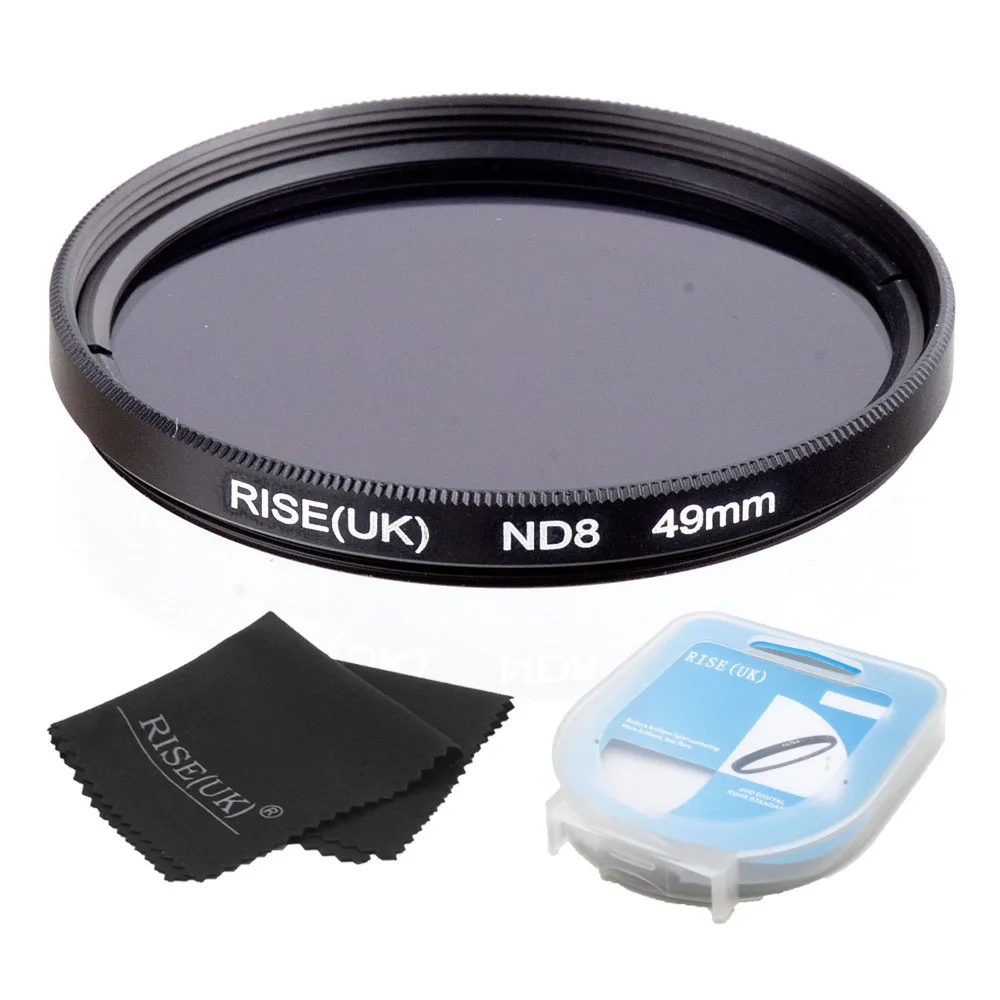 

RISE(UK) 49/52/55/58/62/67/72/77mm Neutral Density ND8 Filter +case +cloth for sony nikon canon all Camera lens