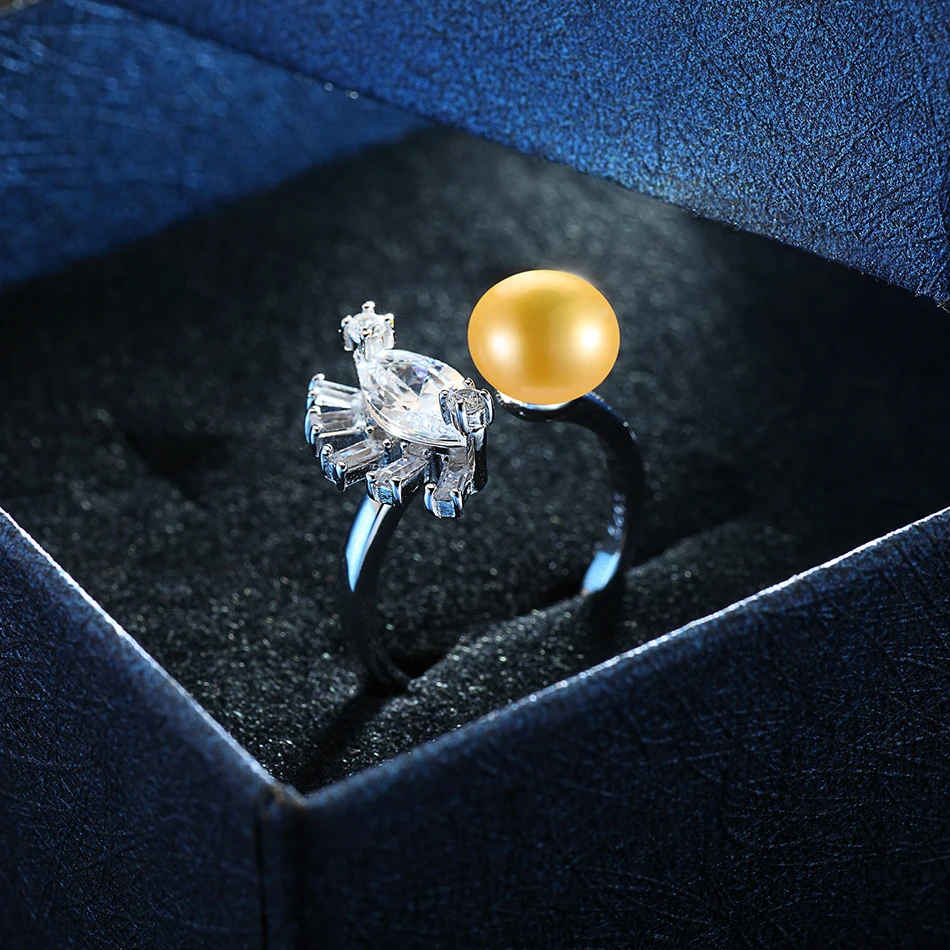 Фейге Pearl Ring высокое качество AAA Цирконий 925 sterling Серебряные кольца для Для женщин