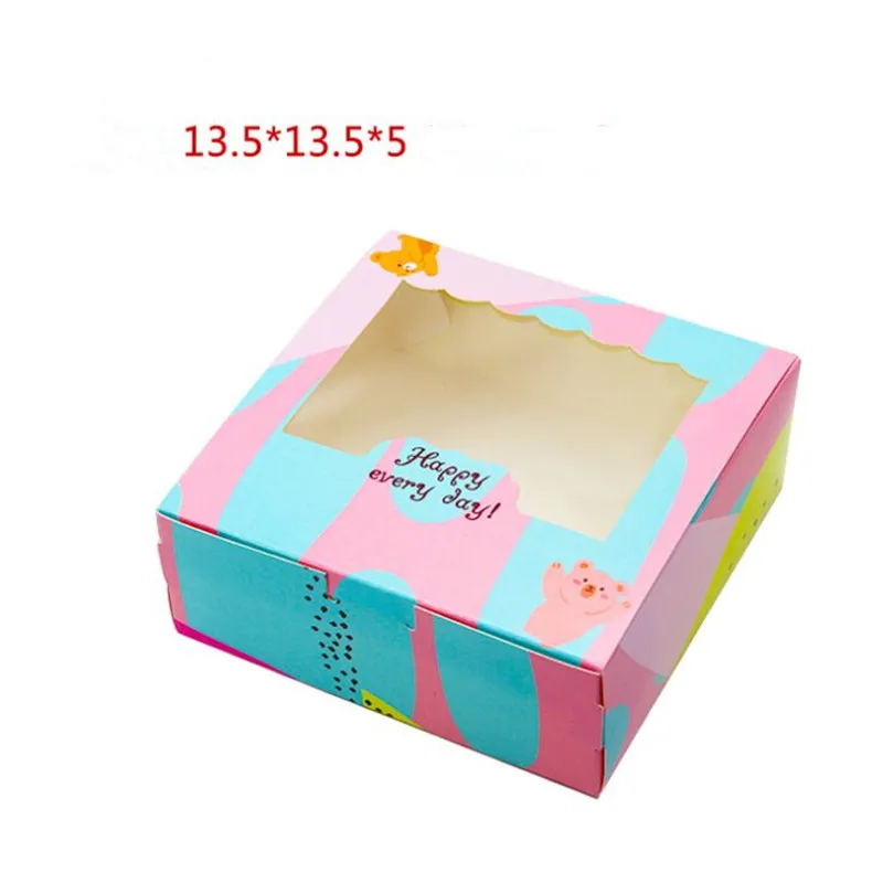 

13.5x7x5cm new cute little bear for window box Cookies Boxes with clear 10pcs/lot Cake Candy Boxes Favor Boxes For Party Guests