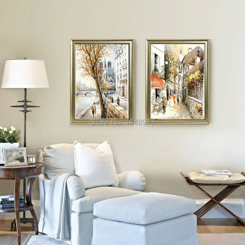 Europe street scenery canvas prints oil painting on canvas beautiful