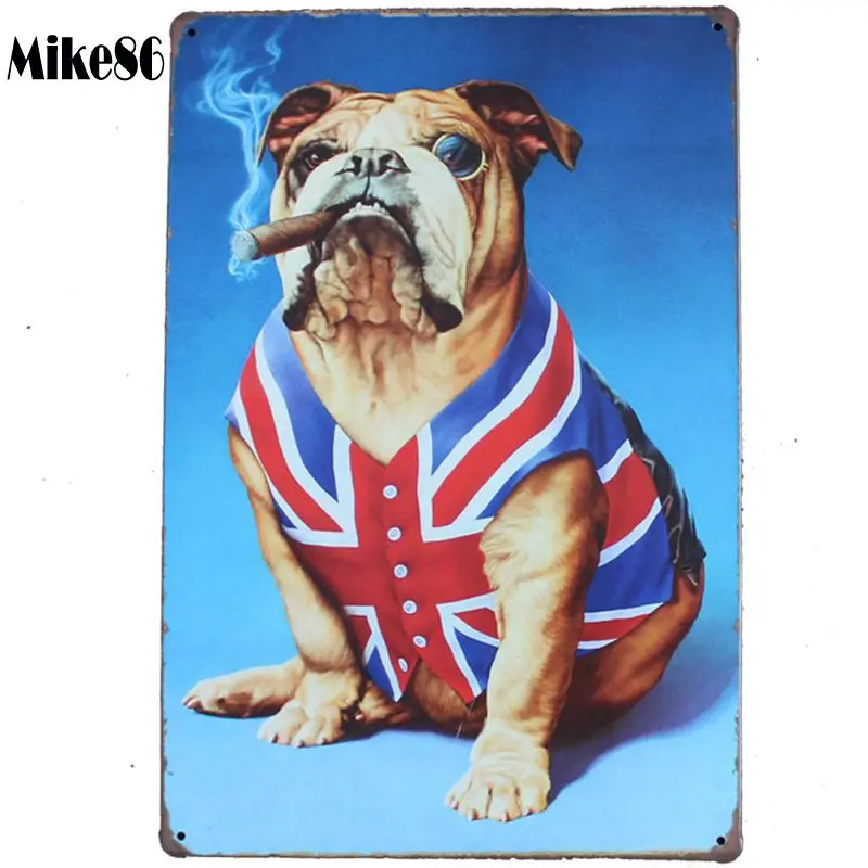 [Mike86] Bulldog Smoking PET Metal Signs Gift PUB Wall art Painting Poster Bar Decoration AA-122 Mix order 20*30 см | Дом и сад