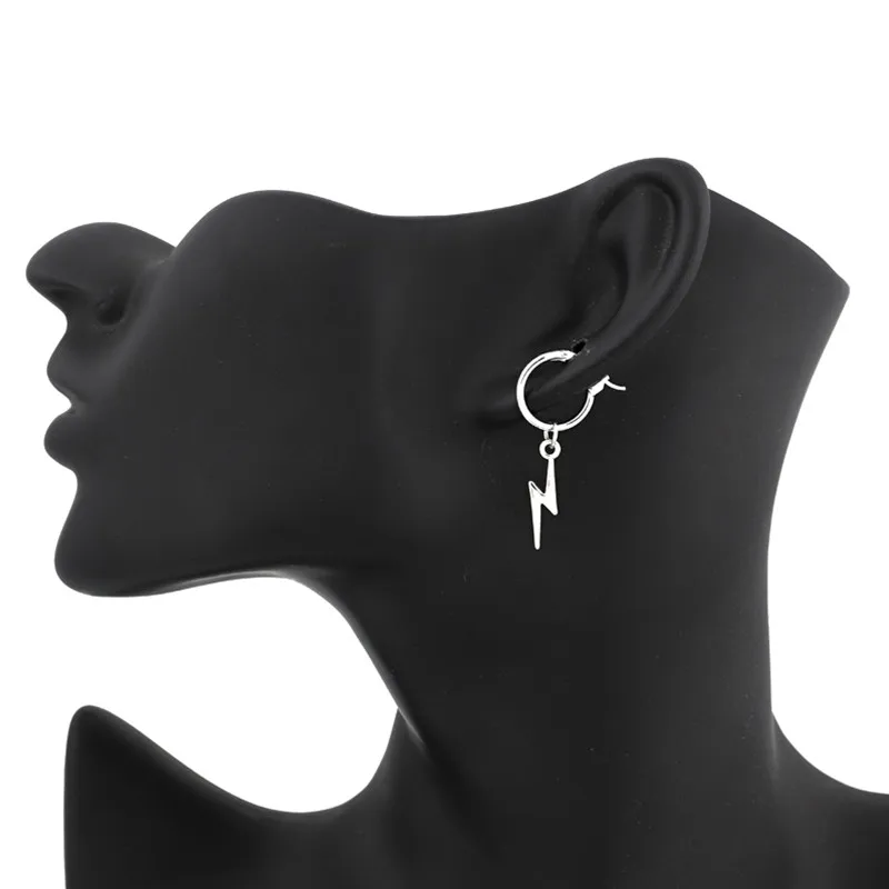 1-Pair-New-Punk-Cool-lightn-Small-Open-Hoop-Earrings-With-Pandent-Personality-Silver-Color-Earring (1)