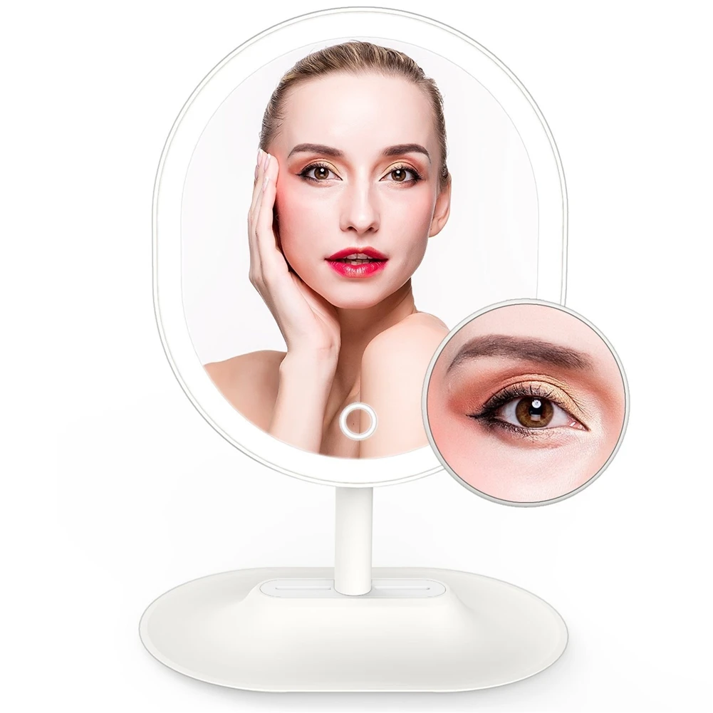 

LED 5 X Makeup Mirror Rotating Cosmetic Mirror Stand Magnifier Mirror Touchscreen Dimmable LED Light for Tabletop Bedroom