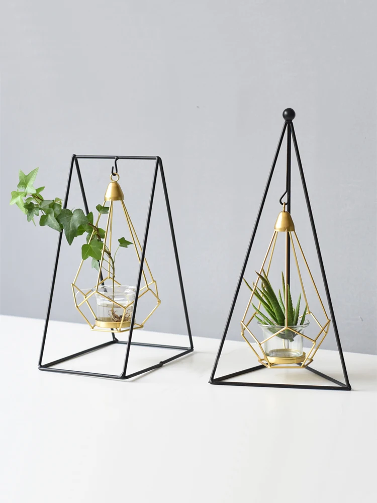 

modern minimalist metal American study living room model home wine cabinet decoration creative ornaments Candlestick