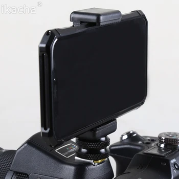 

1/4" Phone Clip Holder + Hot Shoe Adapter Mount For Camera Black