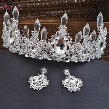 Claro de Cristal Estilo de La Moda Nupcial Accesorios Para el Cabello de Lujo Barroco Reina tiaras y Coronas Accesorios de Novia Pieza de Mano RE209