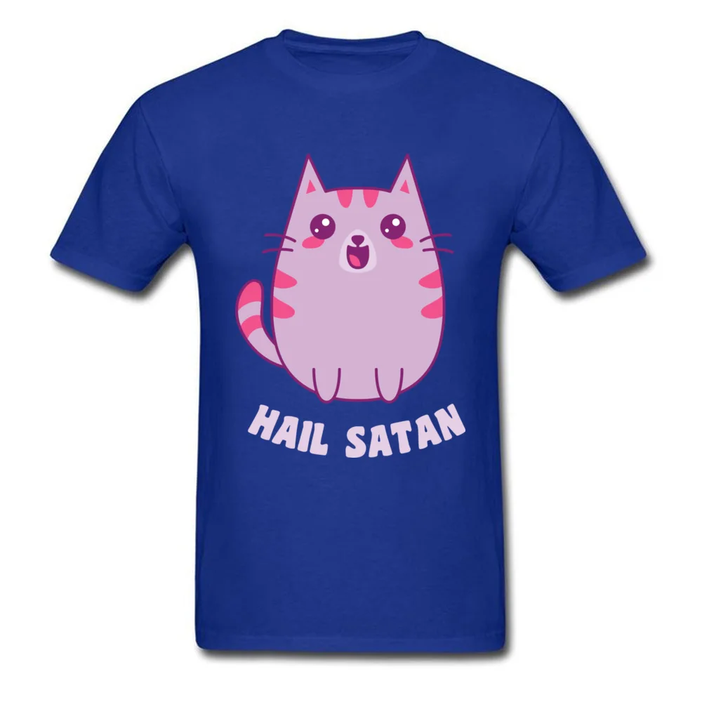 Kawaii Satanic Cat, розовые футболки с принтом котенка, мужские футболки высокого качества с рисунком из мультфильма в стиле 90, повседневные футболки, Студенческая футболка на Рождество - Цвет: Синий
