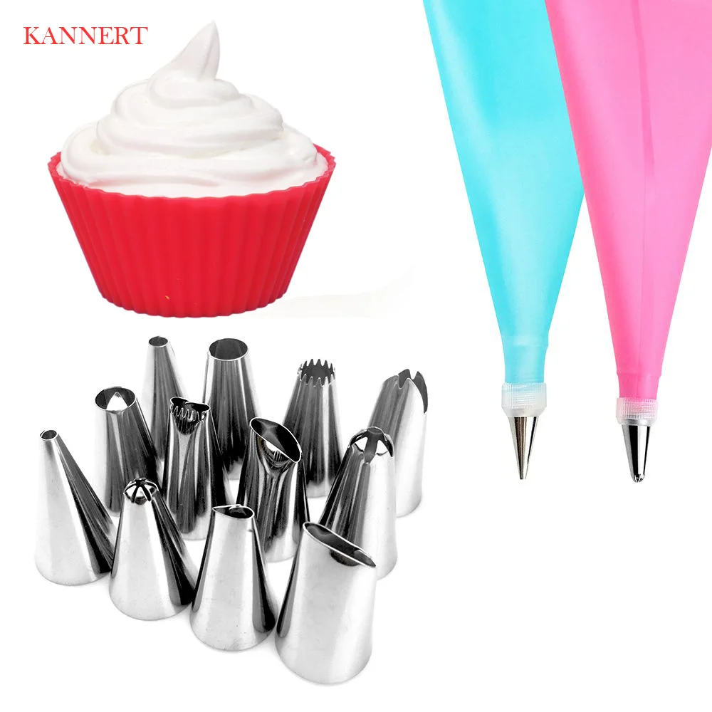 14PC/Set Silicone Kitchen Accessories Icing Piping Cream Pastry Bag +12