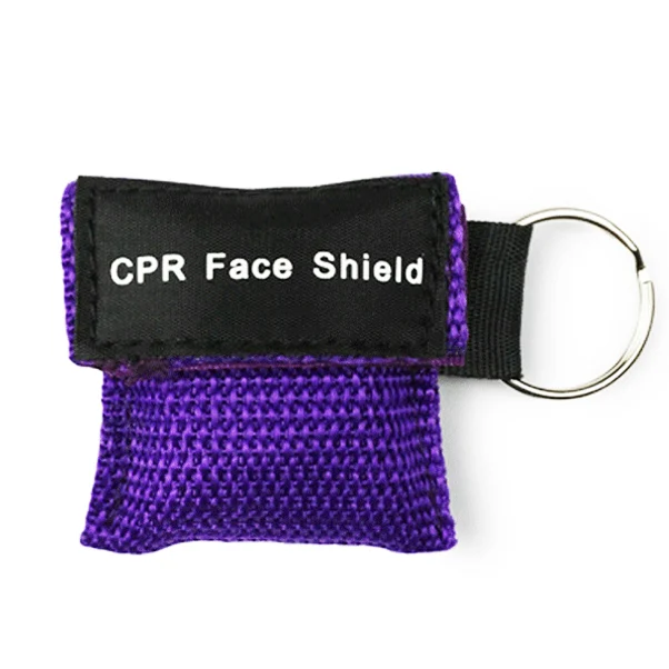 Реаниматор CPR, брелок для экстренной помощи, защита для лица, первая помощь, тренировка, дыхательная спасательная маска для медицинских инструментов - Цвет: Фиолетовый